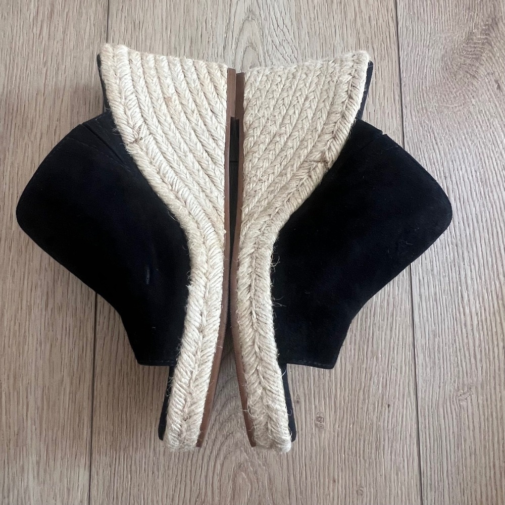 Stuart Weitzman Suede Espadrille Wedge Mules Open Toe Sandals. Black. Womens 8.5 - Picture 4 of 10